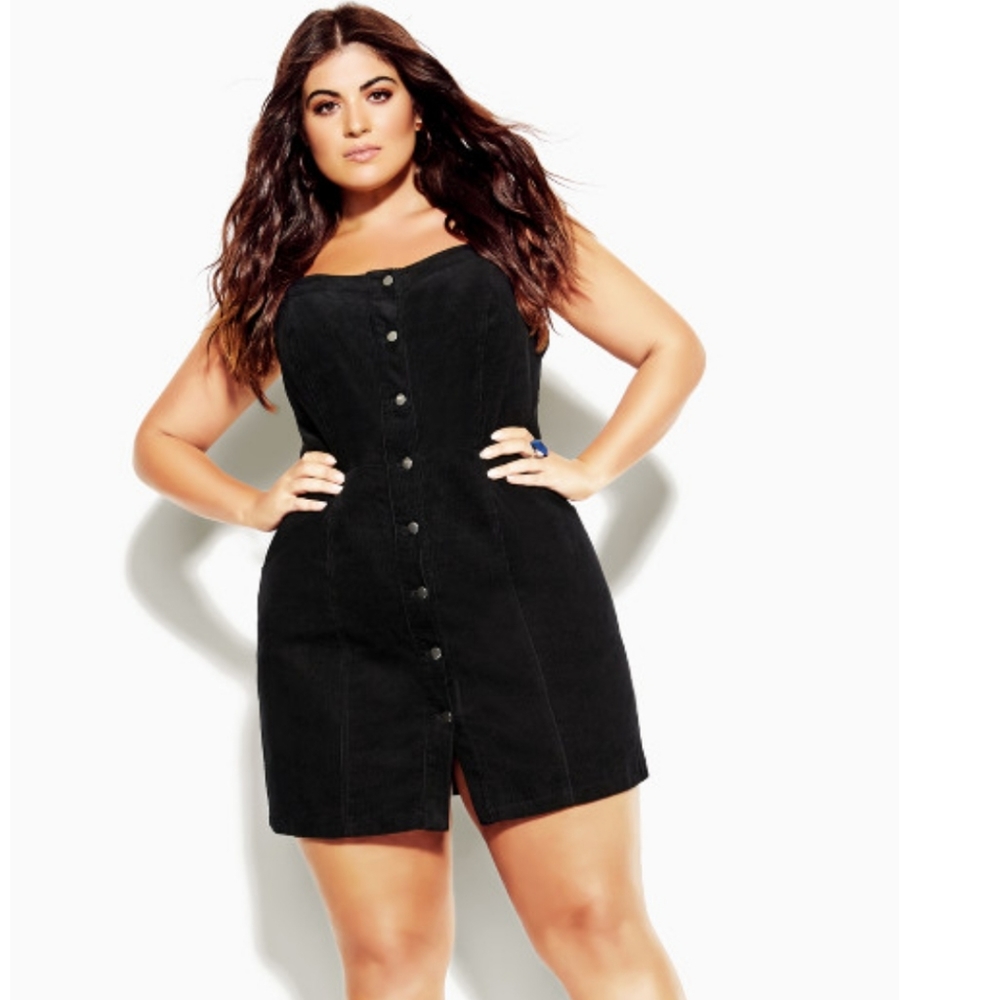 City Chic Black Corduroy Dress